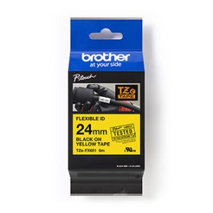 Brother TZe-FX651 - Černá na žluté - Role (2,4 cm x 8 m) 1 kazeta/y flexibilní páska - pro Brother PT-D600; P-Touch PT-3600, D610, D800, E550, P750, P900, P950; P-Touch EDGE PT-P750